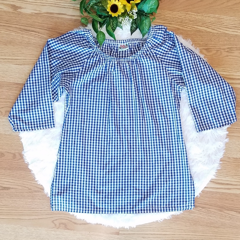 Haley & the Hound Gingham Tunic with ¾ Sleeves